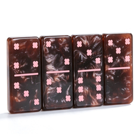 Dominos personnalisés en résine acrylique marron écologique, double 9, 55 pièces, avec boîte en bois pour jeux de société