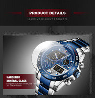 Jam Tangan Pria NAVIFORCE 9171 LCD Quartz Sport Mewah Tahan Air Mesin Jepang Layar Ganda