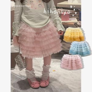Tongxingyuan Gradient Mesh Skirt A-Line Puffy Layered Solid Color For Girls Spring Summer 2026 - Product Image 1