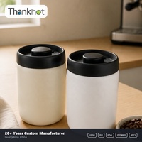 Vente en gros de récipients à café sous vide en acier inoxydable, hermétiques, anti-fuite, sans BPA, cylindriques, pour le stockage des grains de café, pot scellé