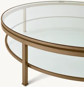 Sassanid OEM Modern Dutch Furniture Luxury Living Room Hand-Crafted Marceau Round <strong>Coffee</strong> <strong>Table</strong> <strong>Glass</strong> Top - Product Image 4