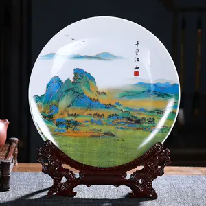 Jingdezhen paesaggio ceramica piatto decorativo piatto appeso porcellana Decor piatto vassoio per la decorazione domestica Zen asiatico