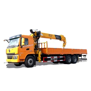 New or used SHACMAN 10 wheels 8*4 hydraulic 10 12 ton lorry straight telescopic boom cargo truck mounted crane