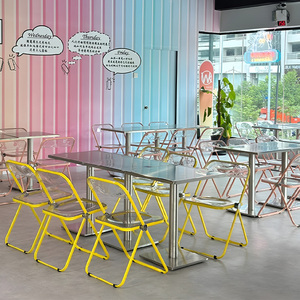 Juegos de Mesa de Comedor Modernos y Elegantes, Mesas y Sillas para Restaurantes, Silla Plegable Colorida para Puestos de Comida - Product Image 1