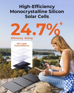 เครื่องชาร์จพลังงานแสงอาทิตย์แบบพับได้ 28W ชาร์จเร็ว พอร์ต USB-A USB-C แบบพกพา IP68 กันน้ำ ใช้งานร่วมกับโทรศัพท์มือถือ iPad - Product Image 6