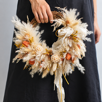 Couronne de fleurs séchées en rotin de vigne naturel bio style bohème pour décorations de Noël, Halloween, remise de diplômes, portes et fenêtres