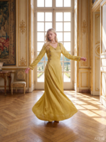 Robe de soirée musulmane grande taille en tissu mousseline avec taille naturelle