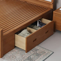 Meubles de chambre à coucher en bois massif QINUO Nordic - Cadre de lit double moderne et simple avec tiroir de rangement - Ensemble de chambre à coucher luxueux
