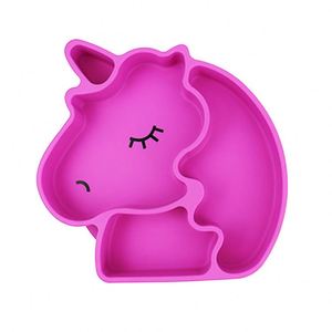 Assiette licorne animée en silicone sans BPA, couleurs amusantes, personnalisable en usine, facile à nettoyer et adorée des enfants pour l'alimentation - Product Image 3