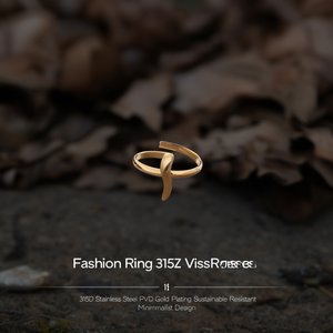 Fashion <b>Ring</b> 316L Stainless Steel PVD Gold Plating Sustainable Resistant Minimalist Design - Product Image 3