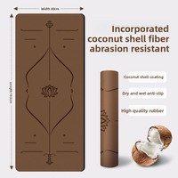 Tapis de yoga en fibres de coco PU de 80 cm de large, 5 mm d'épaisseur, antidérapant, mat, professionnel, pour femmes, fitness, usage domestique