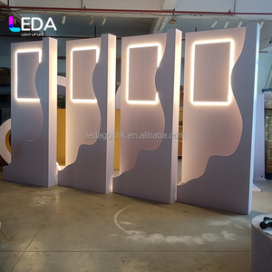 LEDA Wedding Decoration White Acrylic <b>Backdrop</b> Wedding Welcome Sign <b>Stand</b> Photo Wall Aisle Decoration for Events Decor - Product Image 1