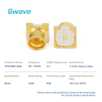 Connecteur RF mâle Gwave GPO-JHD11 (SMP) à souder pour PCB, 50 ohms, laiton plaqué or, micro-ondes DC -22GHz, conforme RoHS