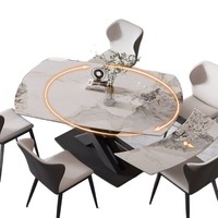 Table à manger multifonctionnelle de style italien, légère et luxueuse, en quartz, avec cadre métallique, extensible, rectangulaire, pour espaces compacts, usage domestique