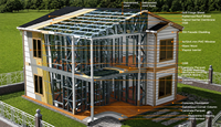 Villa moderne de luxe préfabriquée en acier léger avec système utilitaire intégré et salon