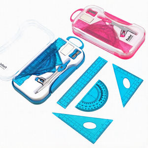 Ensemble de géométrie 8 pièces : Compas et rapporteurs en métal pour le <span class=keywords><strong>dessin</strong></span> de précision, avec étui de rangement - Product Image 1