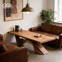 Table basse élégante et luxueuse en bois massif courbé, table à manger moderne en bois pour salon, hôtel, chambre, bureau, meubles de maison