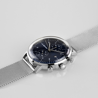 Jam tangan Formal pria, arloji Dress Quartz Stainless Steel jala panggilan gerakan Quartz OEM desainer klasik