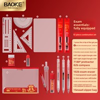 Juego de Prueba Baoke KS010 para Estudiantes, Lápiz 2B con Recubrimiento Neutro, Ancho de Escritura de 0.5 mm, Regla, Goma, Compás, Placa de Soporte