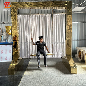 Fond décoratif rectangulaire en acier inoxydable lisse personnalisé, arche pivotante en métal pour fête d'anniversaire et mariage - Product Image 6