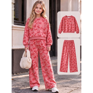 Conjuntos de Moda para Niñas con Estampado de Lazos Rosas, Estilo Trendyism Boutique, Ropa Casual para Hermanas, Precio de Fábrica, Venta al Por Mayor - Product Image 4