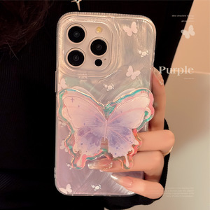 Fantasia estetica <span class=keywords><strong>lilla</strong></span> farfalla girly stile proteggere custodia del telefono con supporto per iPhone 16 14 15 13 12 11 Pro Max - Product Image 1