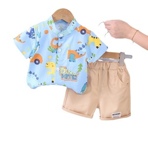 Conjunto de bebé infantil de verano transfronterizo para niños, nueva moda, camisa informal de estilo informal de dos piezas, manga corta de dibujos animados para niños de <span class=keywords><strong>9</strong></span> años - Product Image 1