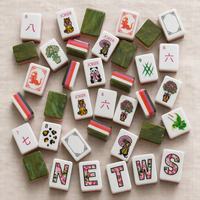 Juego de Mahjong Personalizado con Fichas Acrílicas Grabadas, Diseño de Animales Salvajes 2026, con Tapete y Soportes, Regalo para Adultos, Gran Venta