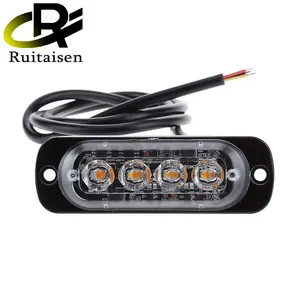 Ruitaisen 4LED Car Strobe Warning Light Truck Emergency Beacon Flash Strobe Light Car Motorcycle Warning Light Side Marker