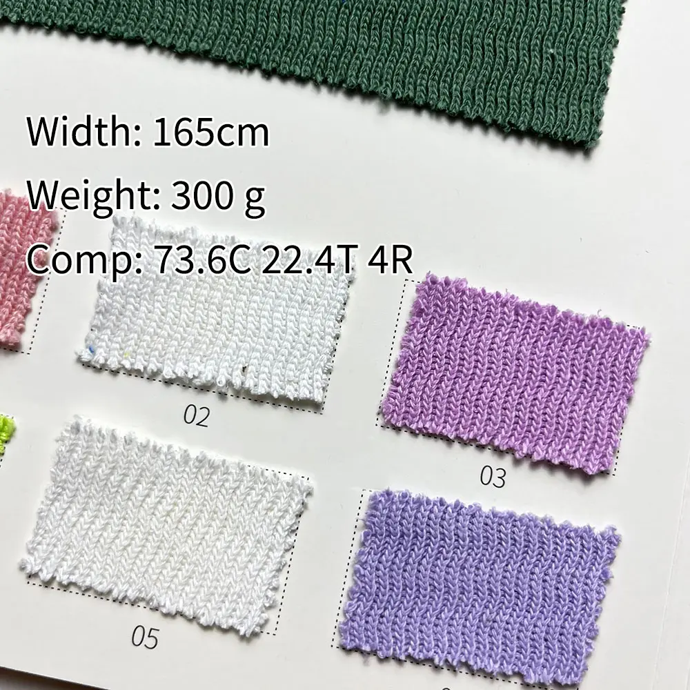 300G ภาษาฝรั่งเศสคําคลื่นรูปแบบ jacquard TC ผสมผ้าถัก 22.4 โพลีเอสเตอร์ 73.6 ผ้าฝ้าย 4 เรยอนชุดเด็กเสื้อยืดผ้า