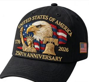 Casquette de baseball unisexe personnalisée pour le 250e anniversaire des États-Unis, avec statue d'aigle chauve, cloche de la Liberté et drapeau américain - Product Image 1