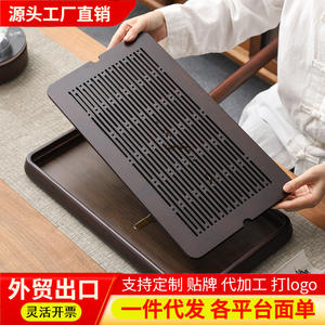 Bandeja de té grande de bambú, mesa de té pequeña para el hogar con almacenamiento de agua, estilo chino moderno, diseño de lujo ligero. - Product Image 4