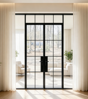 Porte de patio française manuelle en aluminium et verre, double vitrage trempé, étanche, antivol, peu encombrante, à charnières, sans rail, sur mesure pour bureau