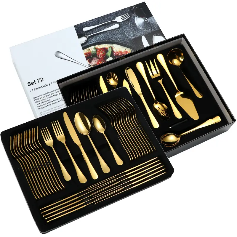 Hot Sale Hoffmayer 72pcs Aço Inoxidável Talheres Set Talheres Talheres Servindo Set para 12 Pessoas