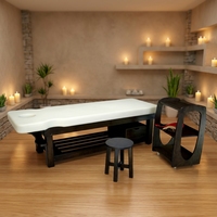 Lit de chiropratique professionnel réglable 605 pour massage facial et corporel, design moderne avec bois, cuir et matériau PU