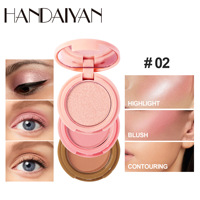 Handaiyan Palette de contour 3 en 1 longue durée Poudre de fard à paupières éclaircissante tricolore pour visage Waterproof