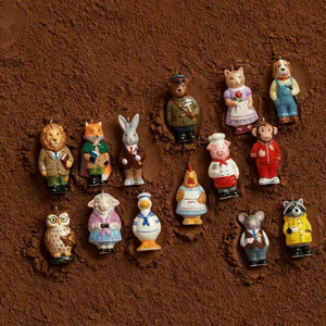 จี้ไทเทเนียมรูปการ์ตูนสัตว์น้อย เชฟหมู สิงโตครู หมีน้อย ตำรวจ สำหรับทำสร้อยคอ DIY - Product Image 1