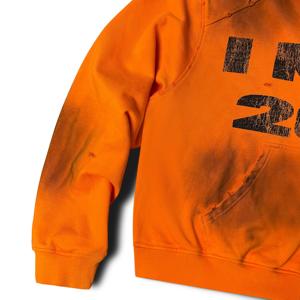 Sudadera con capucha oversize naranja para hombre, con cremallera, diseño especializado, estampado frontal, lavado desgastado, estilo streetwear, para venta al por mayor - Product Image 6