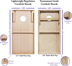 JTBB03高品质官方4 'x2' 规定尺寸玉米洞游戏板，带豆子扔袋，用于尾门后院游戏