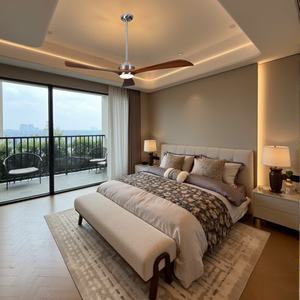 พัดลมเพดานผิวเคลือบด้วยนิกเกิลพร้อมด้วยใบพัด3ใบที่สามารถย้อนกลับได้และไฟ LED ปรับได้ทันสมัยมีประสิทธิภาพและราคาไม่แพง - Product Image 3