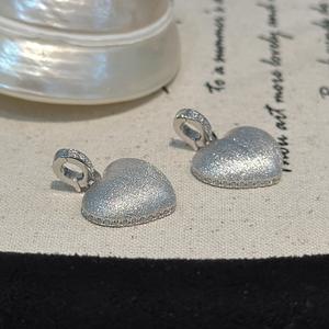 S925 Pure Silver Brushed <b>Heart</b> Pendant with Medieval Niche Design Light Luxury Vintage Style Cool and <b>Sweet</b> Chic Charms - Product Image 5