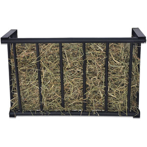 Nuevo Comedero de Metal para Heno 2 en 1 con Bandeja Desmontable para Pellets, Cesta Colgante Negra para Uso en Granjas de Cabras y Caballos - Product Image 1