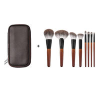 Pinceau de luxe en fourrure de renard des neiges, poils naturels, manche en bois, pour poudre, fond de teint, fard à joues, fard à paupières, kit de pinceaux de maquillage