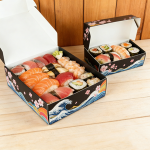 Custom Logo Size Eco-Friendly Food Grade Materials Folded Paper Sushi Boxes Lamination Food Box Packaging with Dip Cup - Product Image 4