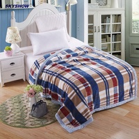 Kustom Dicetak Abu-abu Minky Knit Raschel Bed Blanket Plush Throw Blanket