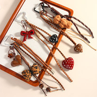 Hot INS fait à la main créatif bricolage noeud corde porte-clés sac à main breloque accessoire amour arc ours porte-clés pour sac/téléphone