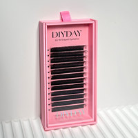 DIYDAY 6D W Shaped Lashes 0.03 0.07 Fan Mink Eyelashes Extensions Private Label C D Curl 8-15mm Volume Lashes