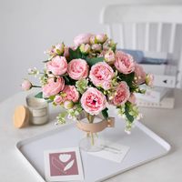 Fleurs artificielles de pivoine, fleurs blanches, bouquets de pivoines en soie pour mariage, centre de table, arrangement floral
