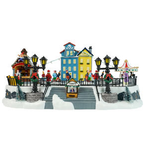 Village de Noël patinable - Scène d'hiver animée avec 10 patineurs mobiles, lumières et musique - Décoration de Noël pour la <span class=keywords><strong>maison</strong></span> - Cadeau - Product Image 2