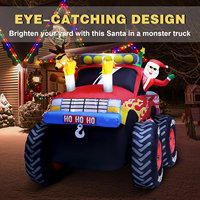 Camion monstre gonflable de Noël de 8 pieds avec Père Noël, sapin de Noël, lumière LED, Noël pour la cour, la pelouse, la maison, la décoration extérieure